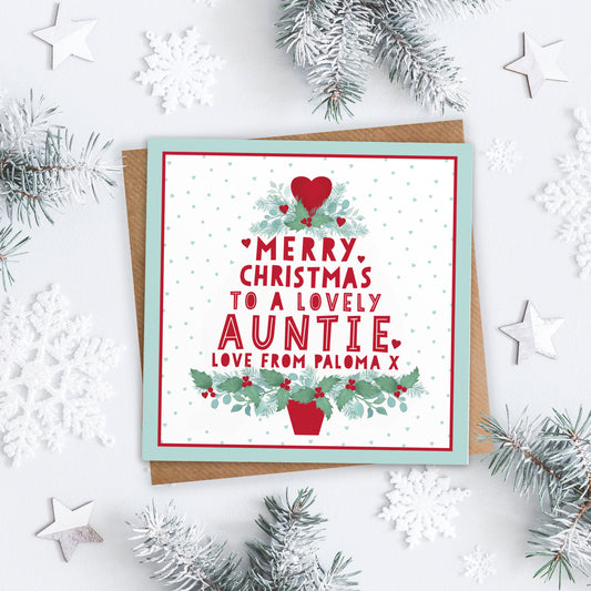 Merry Christmas to a lovely Mummy, Nanny, Auntie, Granny, Daddy, Grandad, Wife, Husband Card. Personalised Christmas. Send Direct Option.