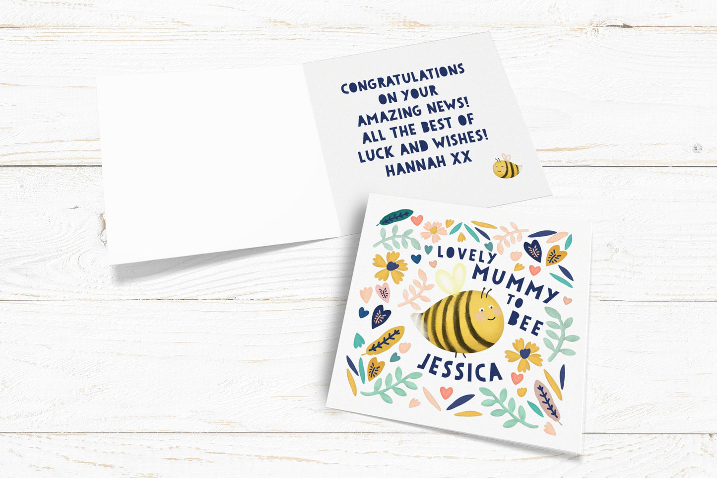 Mummy To Be Card. Personalised Pregnancy Card. Leaving to have a baby. Birth Celebration Card. New Mum. Cute Bee Card. Send Direct Option.