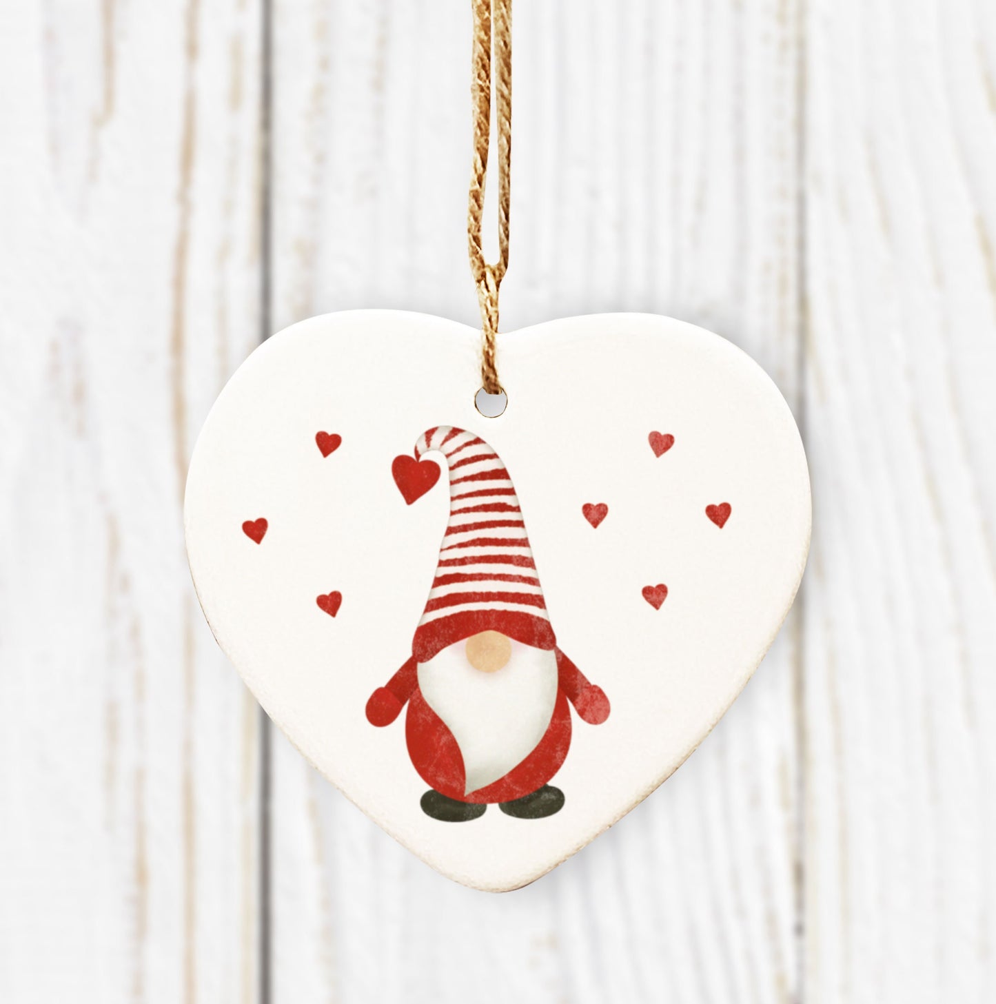 Cute Santa Heart Tree Decoration. Gonk Christmas Decoration. Pretty Christmas Dec.Personalised Tree Bauble