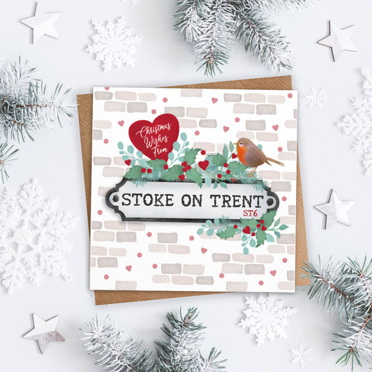 Personalised Vintage Street Sign Christmas Card. Any Town Christmas Card. Christmas Wishes. Cute Christmas Card. Send Direct Option.