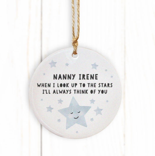 When I Look To The Stars Ceramic Decoration. Remembrance Ornament. Personalised In Loving Memory Tree Decoration.Personalised Tree Bauble