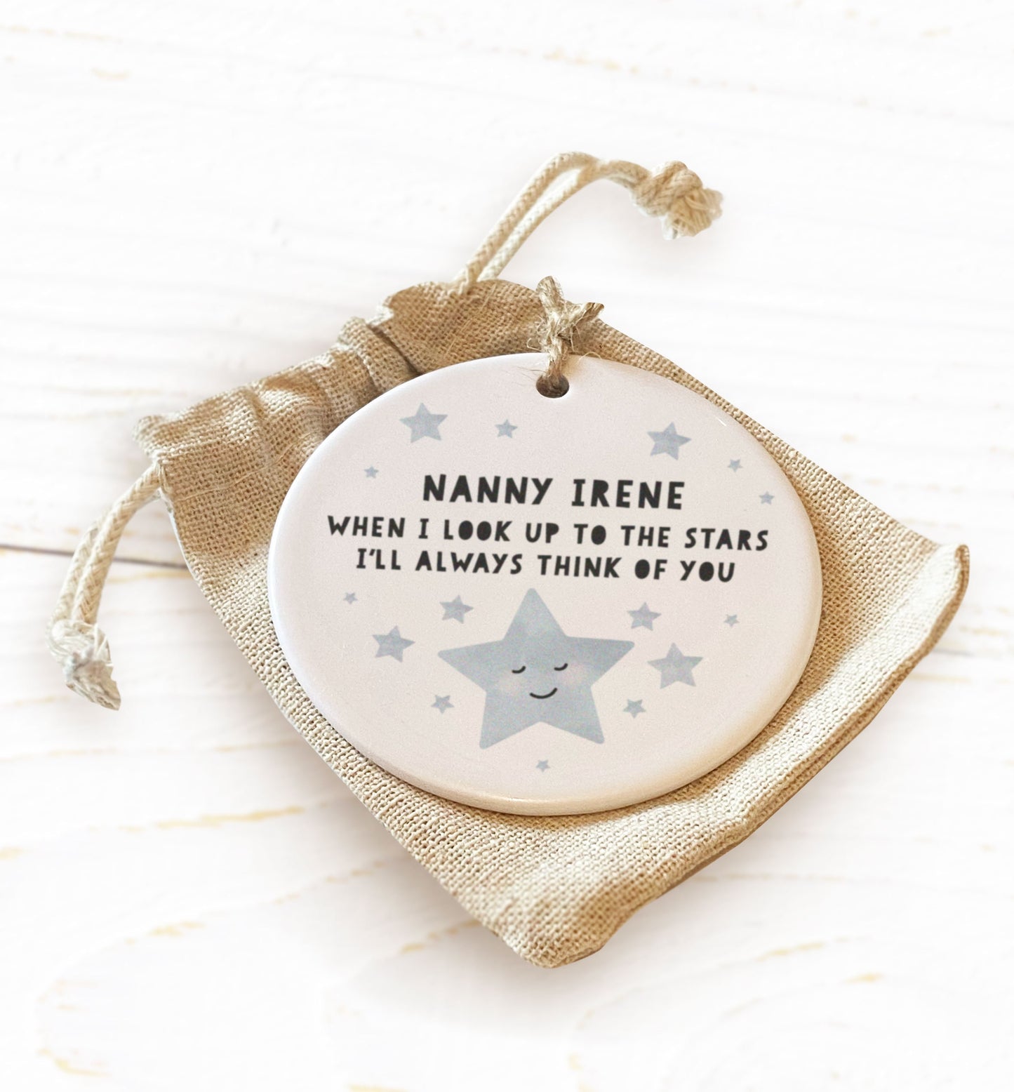 When I Look To The Stars Ceramic Decoration. Remembrance Ornament. Personalised In Loving Memory Tree Decoration.Personalised Tree Bauble