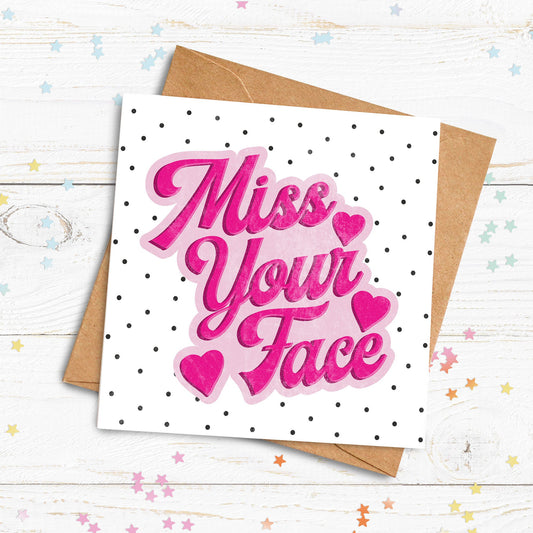 Miss Your Face Personalised Card. Valentine's Card. Cute Love Card. Personalised Valentines Card. Send Direct Option.