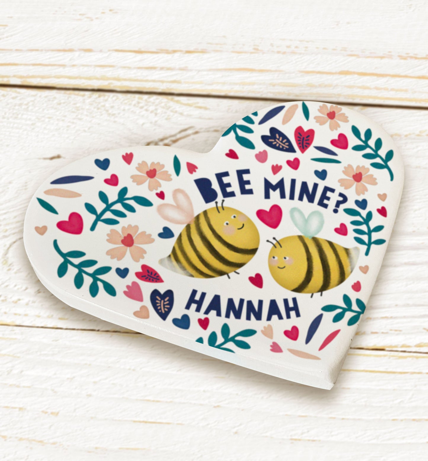 Bee Mine Ceramic Heart Coaster. Personalised Coaster. Fun Valentine's gift. Personalised Valentine's Gift.