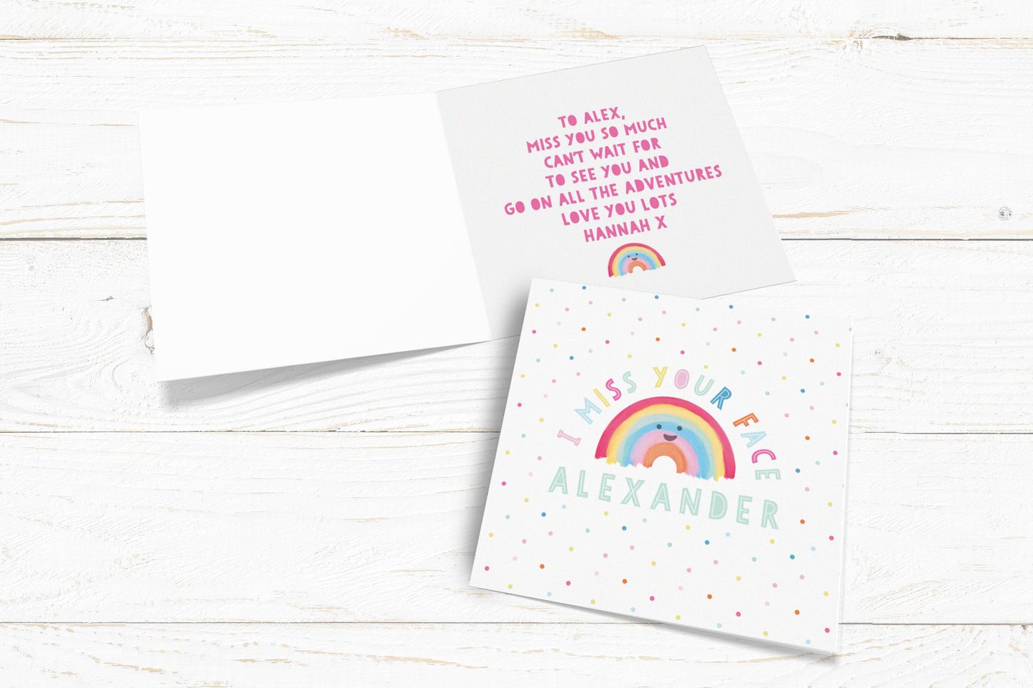 I Miss Your Face Rainbow Card. Personalised Miss You Card. Cute Rainbow Card. Cute Lockdown Card. Personalised Valentine.Send Direct Option.