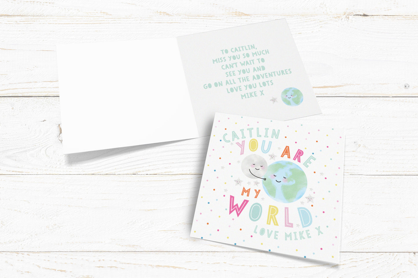 You Are My World Personalised Card.  Cute Valentine's Card. Cute Lockdown Card. Personalised Valentine.Send Direct Option.