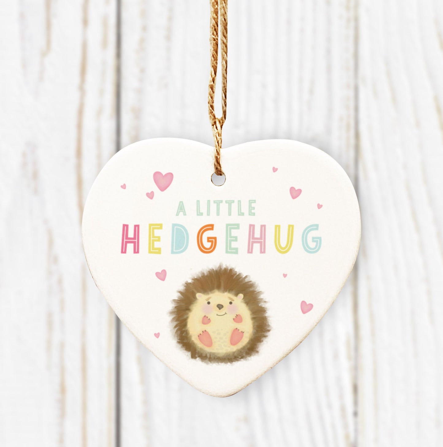 A Little Hedgehug Ceramic Heart. Personalised Valentines Gift . Cute Hedgehog Heart. Personalised Birthday Gift.