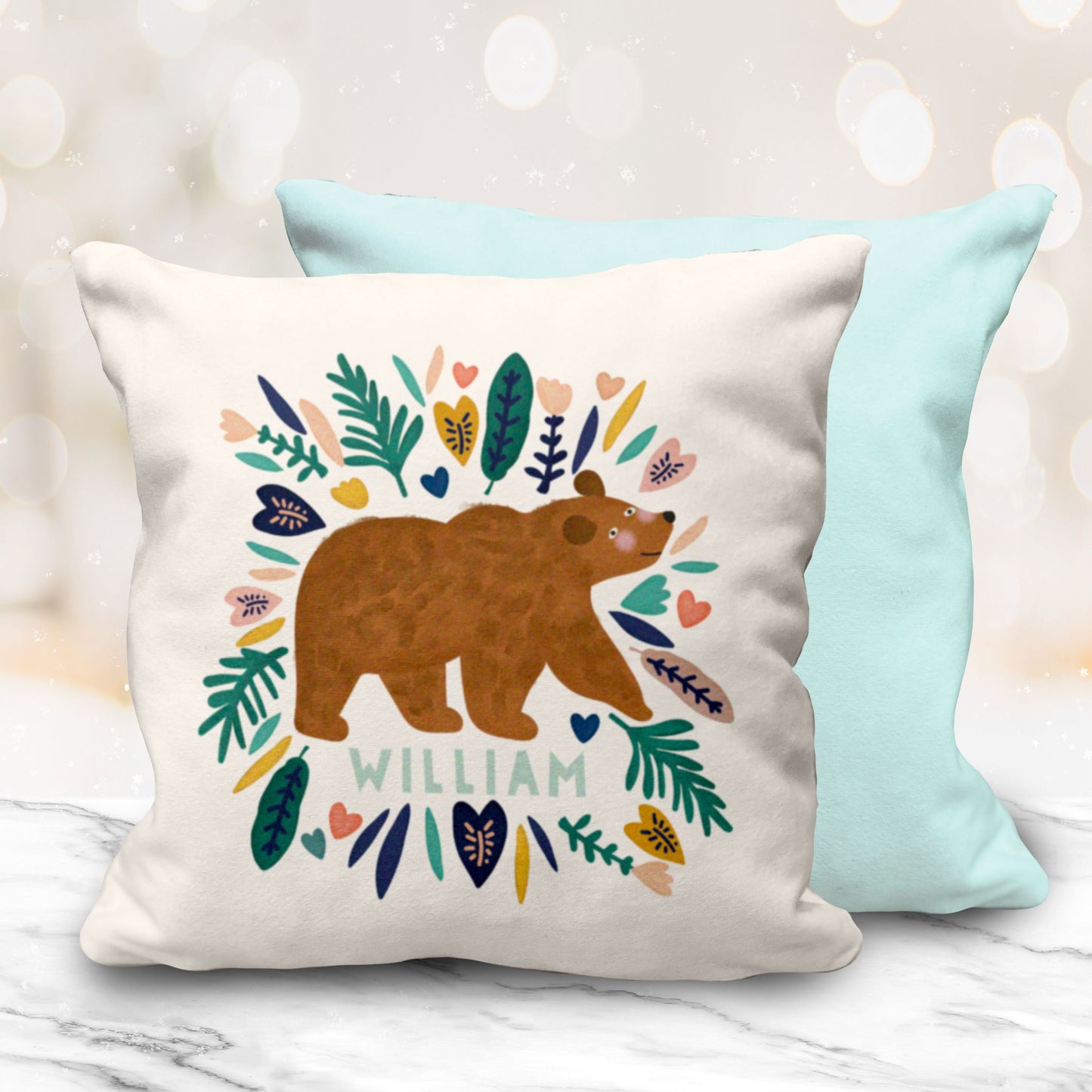 Cute Bear 10" Cushion. Cute personalised pink or blue cushion. New baby gift. Nursery Gift. Mumma Bear. Daddy Bear. Baby Bear.