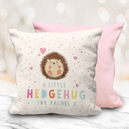 Little Hedgehug Cushion 10" Cushion. Cute personalised pink or blue cushion. Cute Hedgehog. Mother's day gift. Cute Personalised Gift.