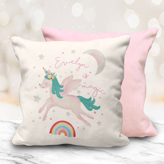 Unicorns are Magic Cushion 10". Cute personalised pink cushion. Cute Unicorn. Birthday Gifts. Gifts for Girls.
