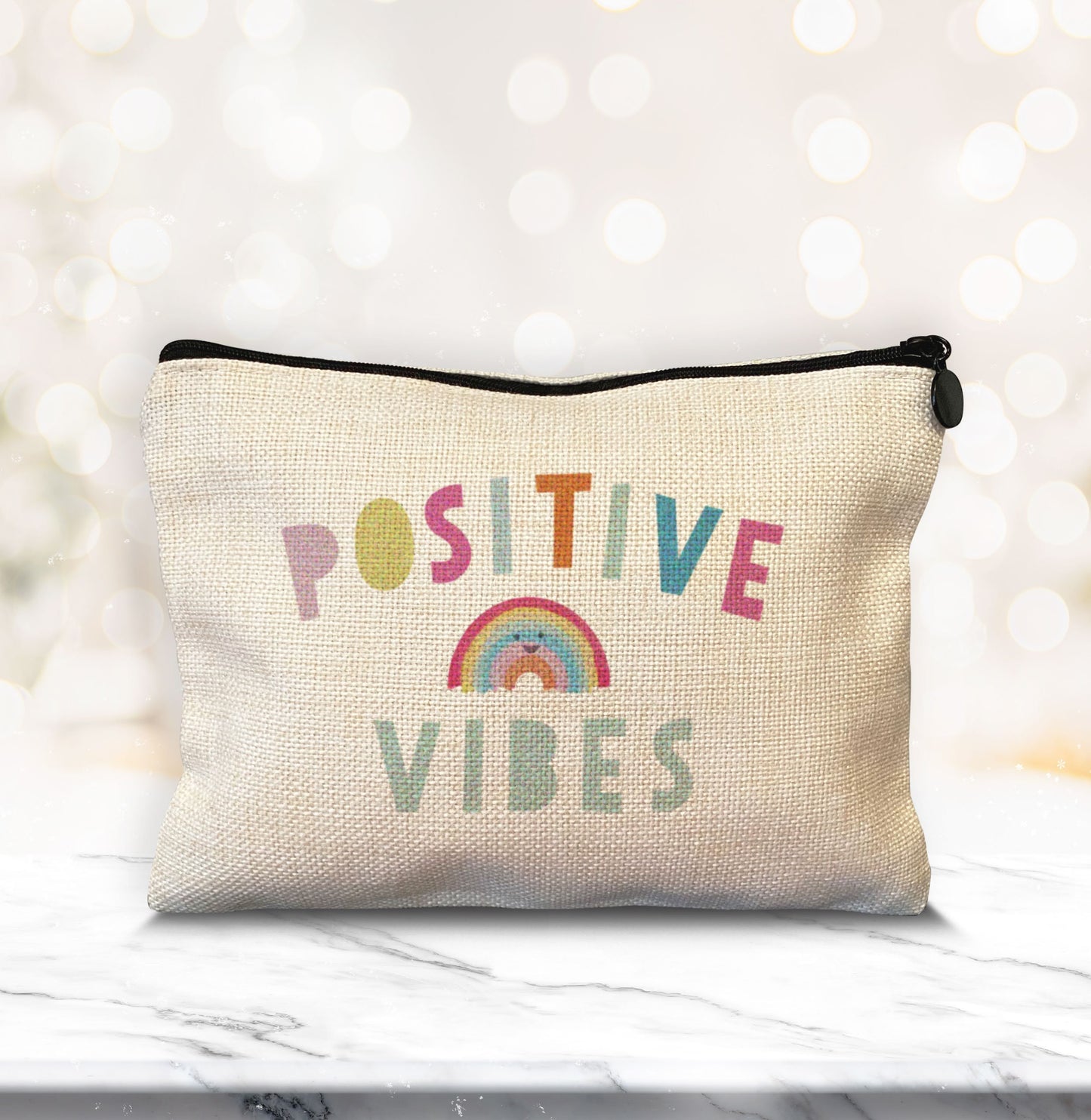 Positive Vibes Make Up Bag/Pencil Case. Cute Rainbow Gift. Happy Gift.