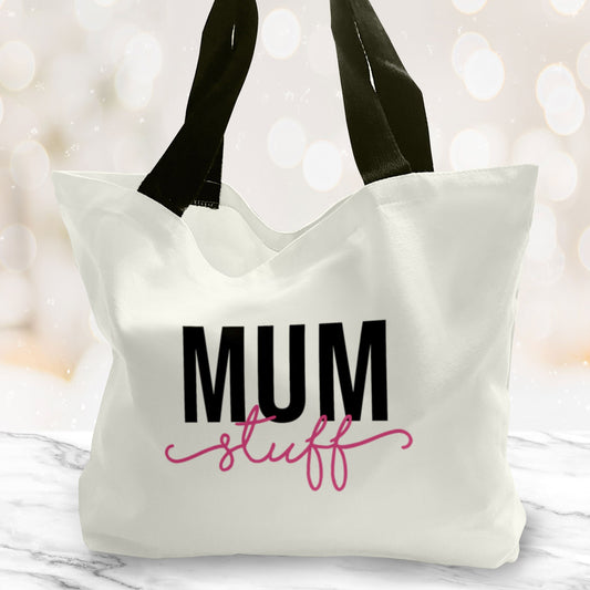 Mum Stuff Large Tote Bag. Large Shopping bag. Birthday Gift. Mother's Day Gift Unique Gift Idea. Cute Tote Bag. Gifts for her.
