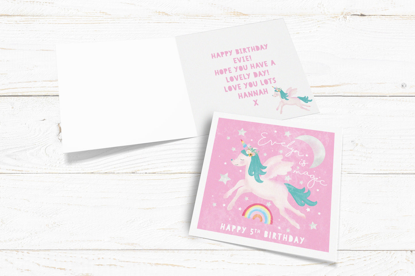 Unicorns are magic personalised card. Cute Birthday Card. Pretty unicorn card. Send Direct Option.