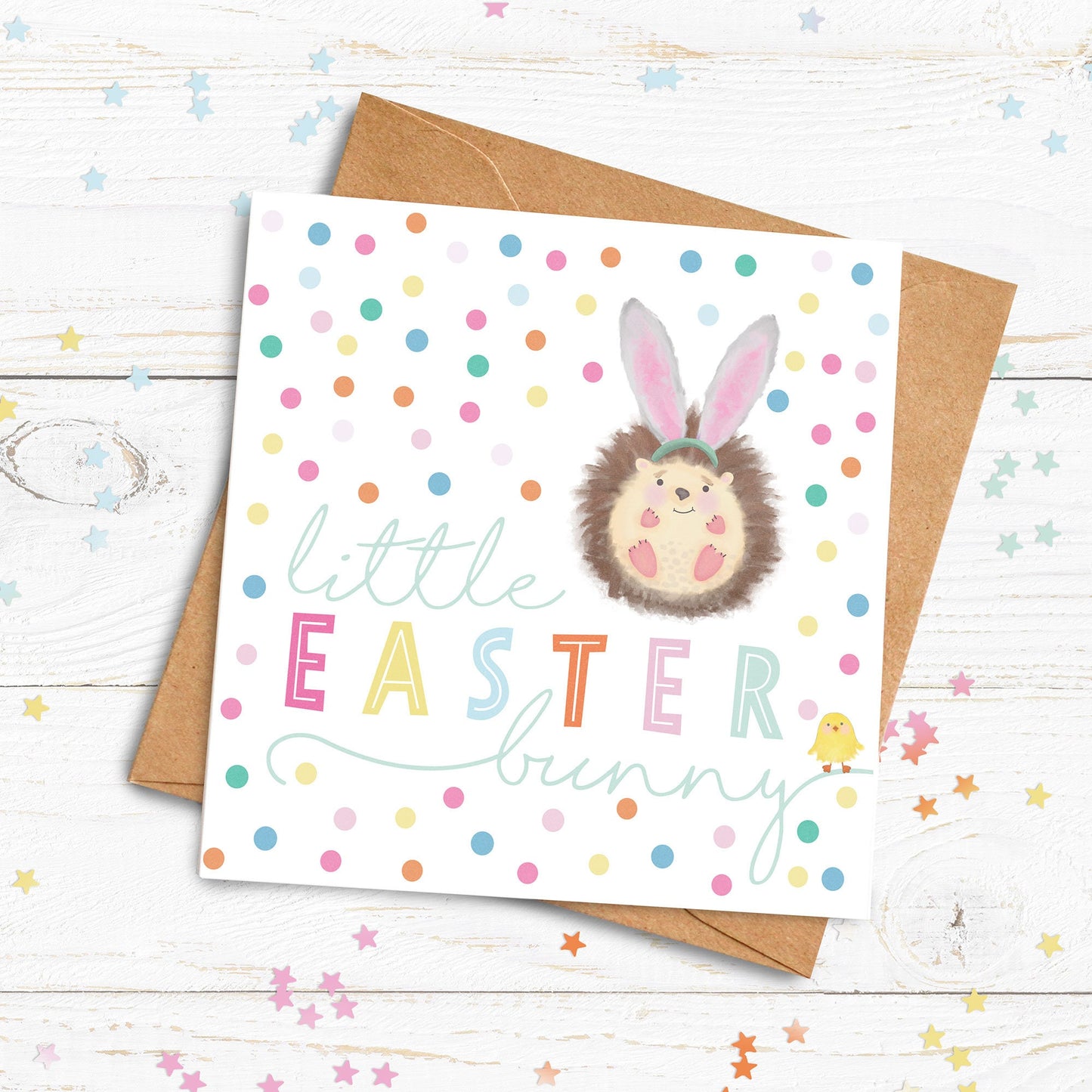 Little Easter Bunny Personalised Card. First Easter Card. Personalised Baby Card. Cute Hedgehog Card. Send Direct Option.