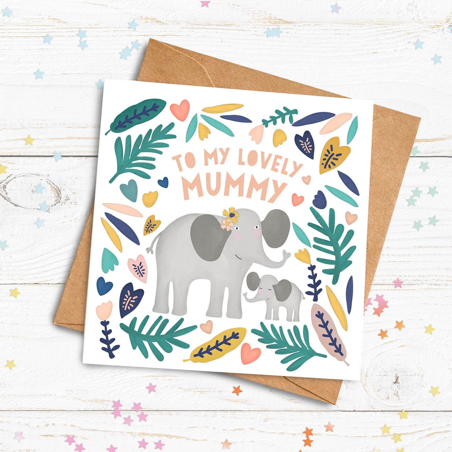 Elephant To A Lovely Mummy Card. Cute Mother's Day card. Personalised Elephant Mother's Day Card. Send Direct Option.