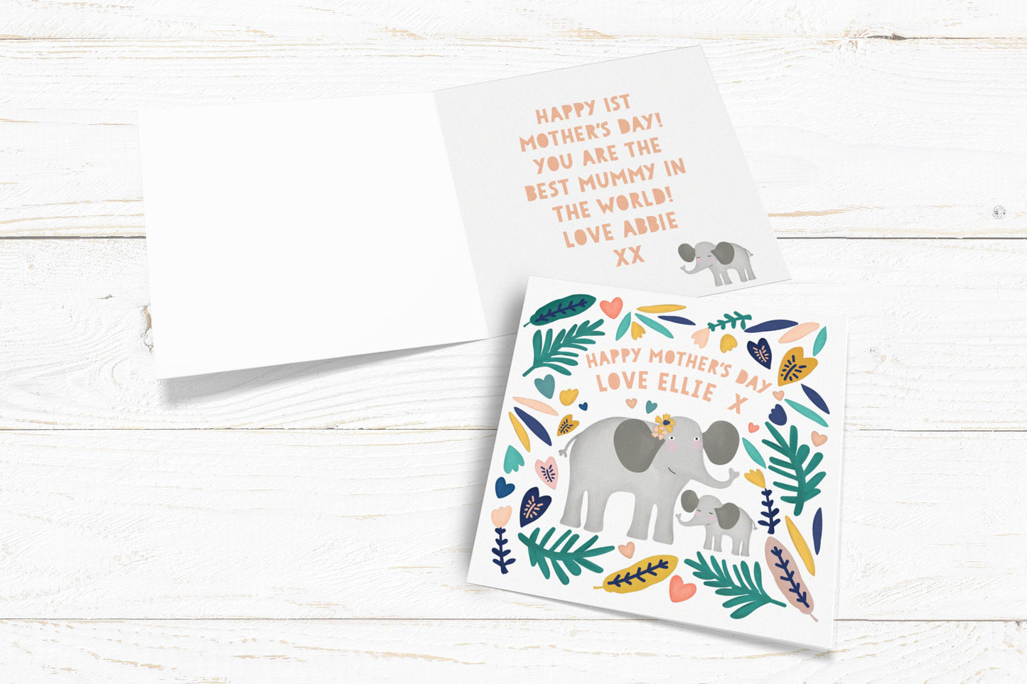 Elephant To A Lovely Mummy Card. Cute Mother's Day card. Personalised Elephant Mother's Day Card. Send Direct Option.