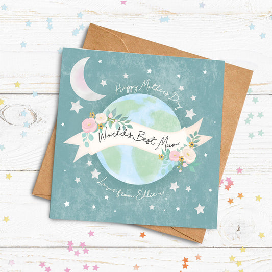 World's Best Mum Personalised Card.  Cute Mother's Day Card. Cute Lockdown Card. Personalised Mum Card .Send Direct Option.