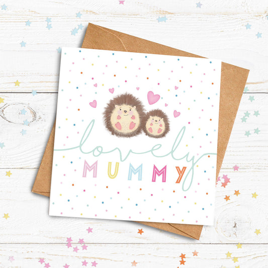 Lovely Mummy Cute Hedgehog Card. Mother's Day Card. Cute Mummy Card. Personalised Mother's Day Card. Send Direct Option.