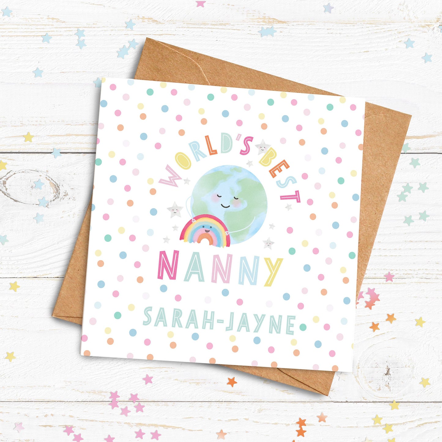 Cute World's Best Teacher, Teaching Assistant, Childminder, Nanny or Nursery Teacher Card. Thank you teacher card. Personalised Card