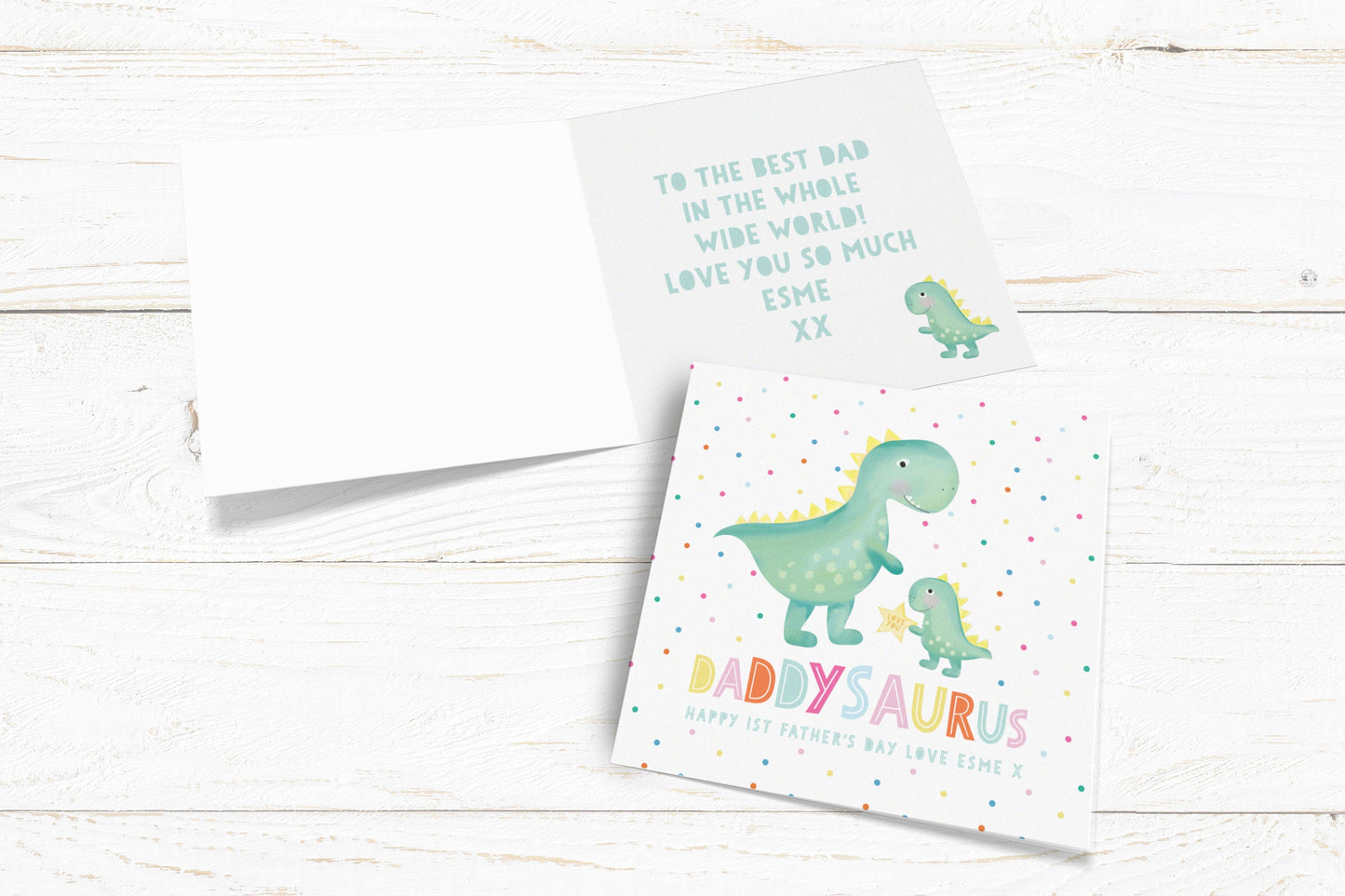 Daddysaurus Card. Cute Dinosaur Card. Cute Father's Day Card. Personalised Father's Day Card. For Dad. Send Direct Option.