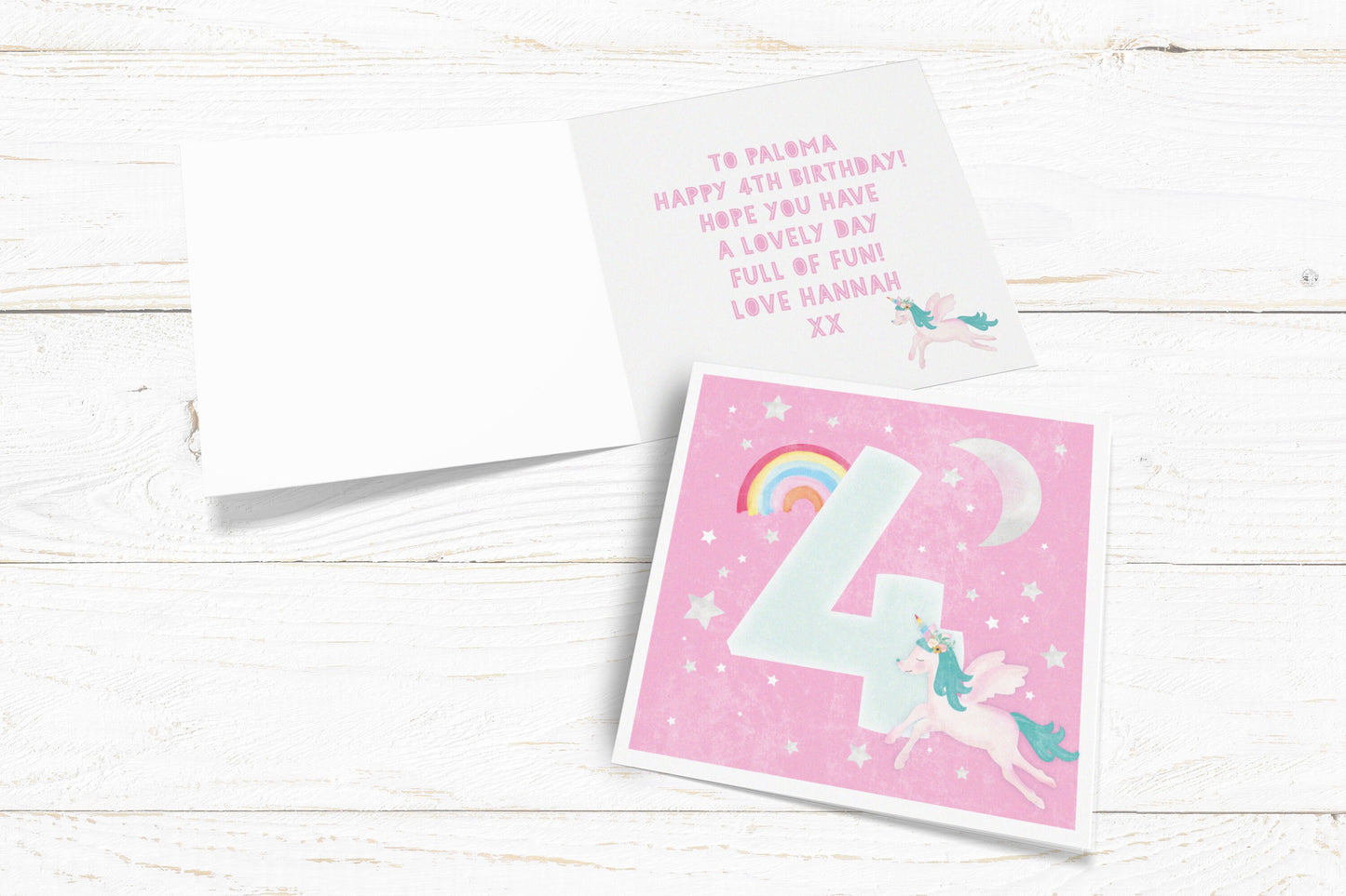 Unicorn Age Card. Personalised Age Card. Cute Big Number Card. Unicorn Rainbow Card. Cute birthday Card, Send Direct Option.
