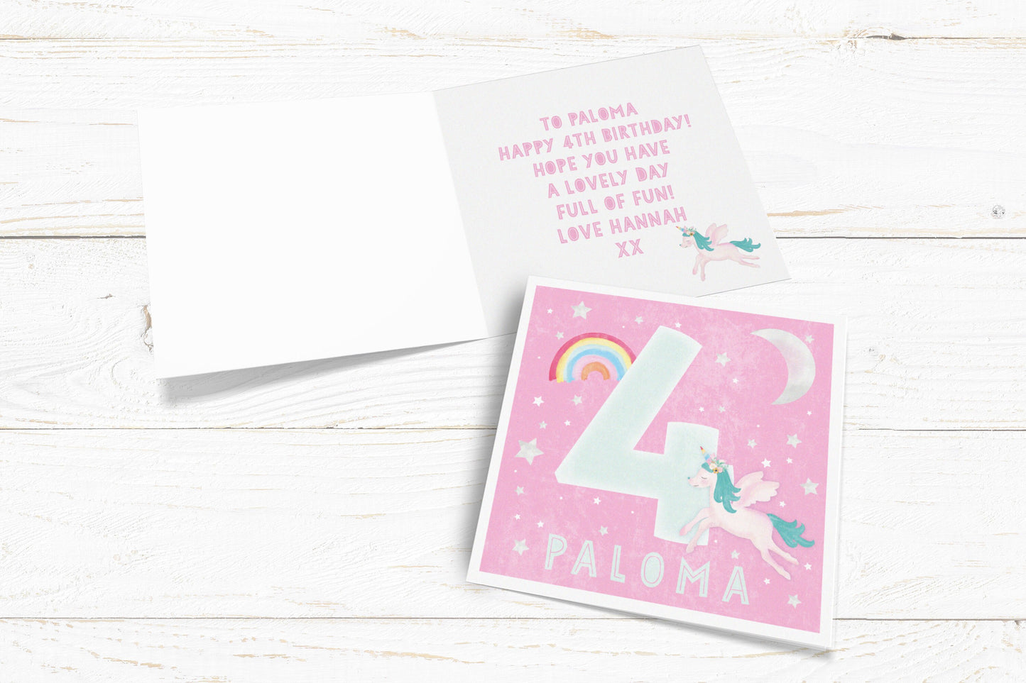 Unicorn Age Card. Personalised Age Card. Cute Big Number Card. Unicorn Rainbow Card. Cute birthday Card, Send Direct Option.