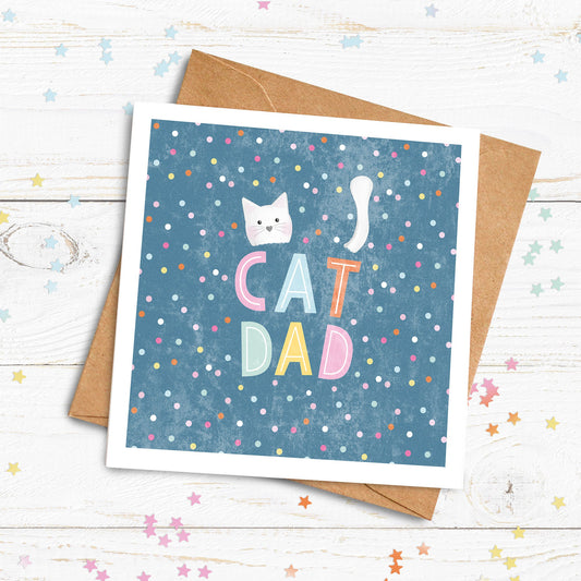Cat Dad Card. Cute Cat Card. Cat Father's Day Cards. Fur Baby Card. Send Direct Option.