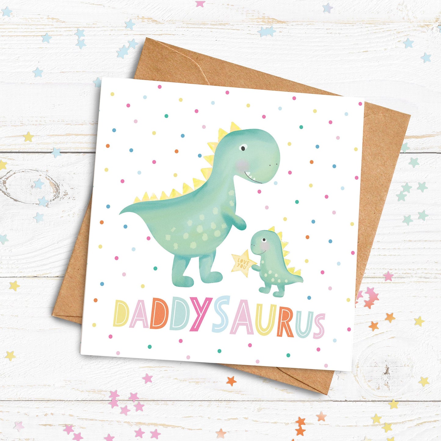 Daddysaurus Card. Cute Dinosaur Card. Cute Father's Day Card. Personalised Father's Day Card. For Dad. Send Direct Option.