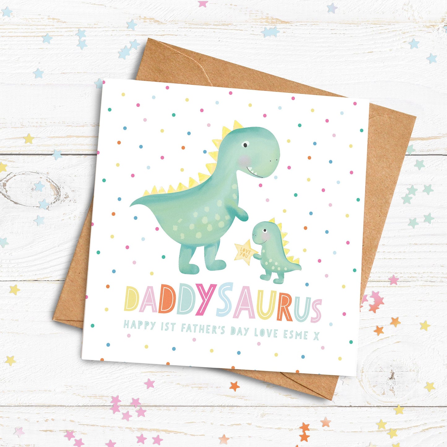 Daddysaurus Card. Cute Dinosaur Card. Cute Father's Day Card. Personalised Father's Day Card. For Dad. Send Direct Option.