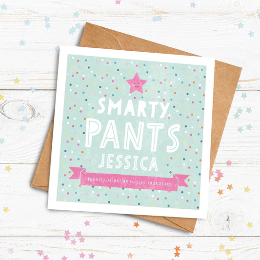 Smarty Pants Personalised Card - Teal. Congratulations Card. Passing Exams Card. Well Done. Graduation card. Send Direct Option