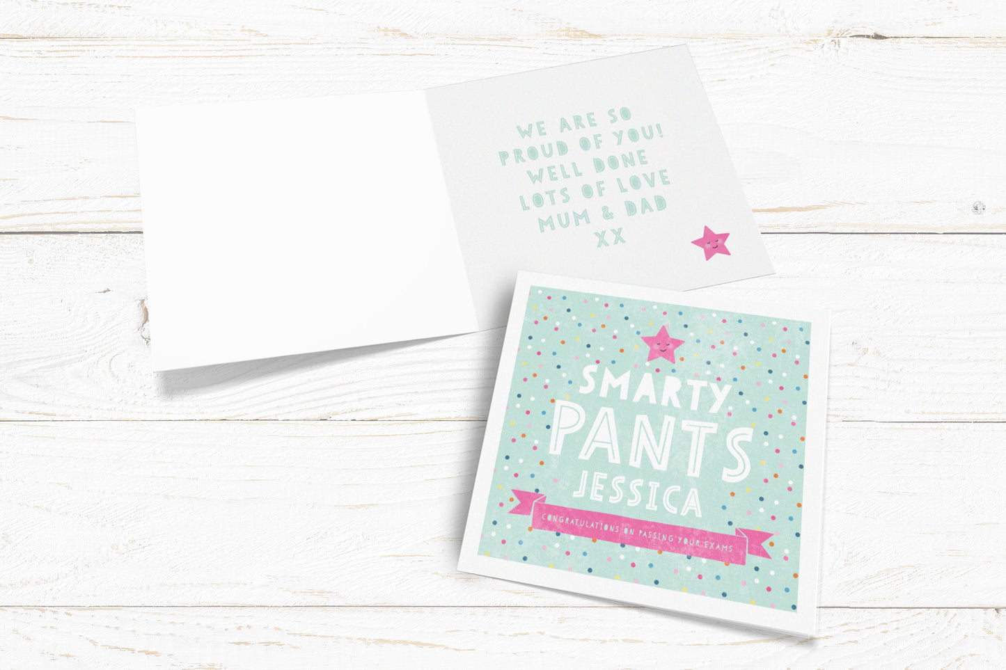 Smarty Pants Personalised Card - Teal. Congratulations Card. Passing Exams Card. Well Done. Graduation card. Send Direct Option