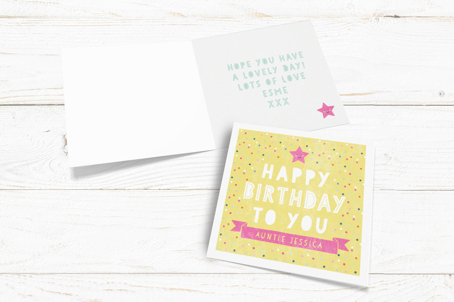 Happy Birthday To You Personalised Card - yellow. Birthday Card. Celebration Card. Send Direct Option