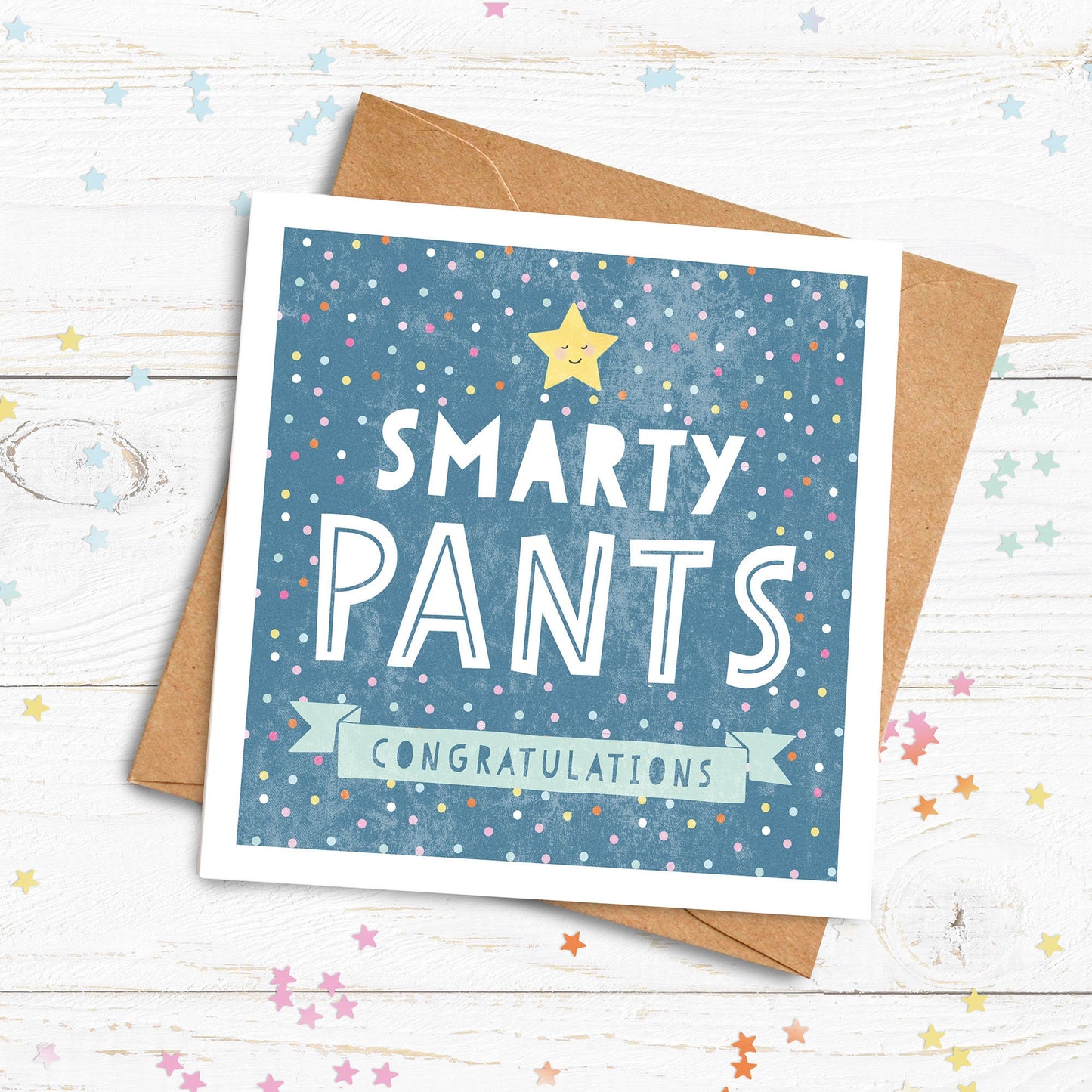 Smarty Pants Personalised Card - Blue. Congratulations Card. Passing Exams Card. Well Done. Graduation card. Send Direct Option