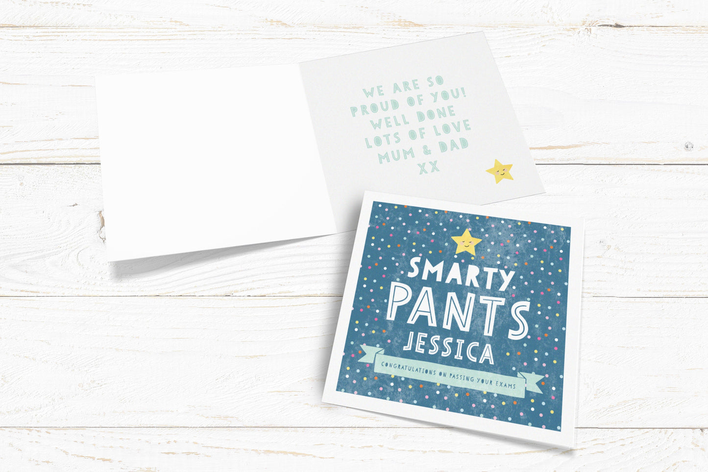 Smarty Pants Personalised Card - Blue. Congratulations Card. Passing Exams Card. Well Done. Graduation card. Send Direct Option