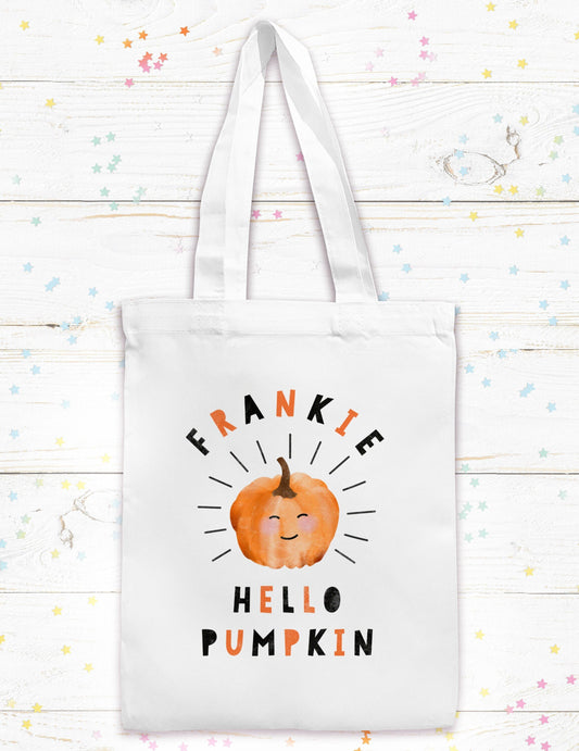 Hey Pumpkin! Personalised Trick or Treat Bag. Personalised Halloween bag. Cute halloween. Personalised Halloween.