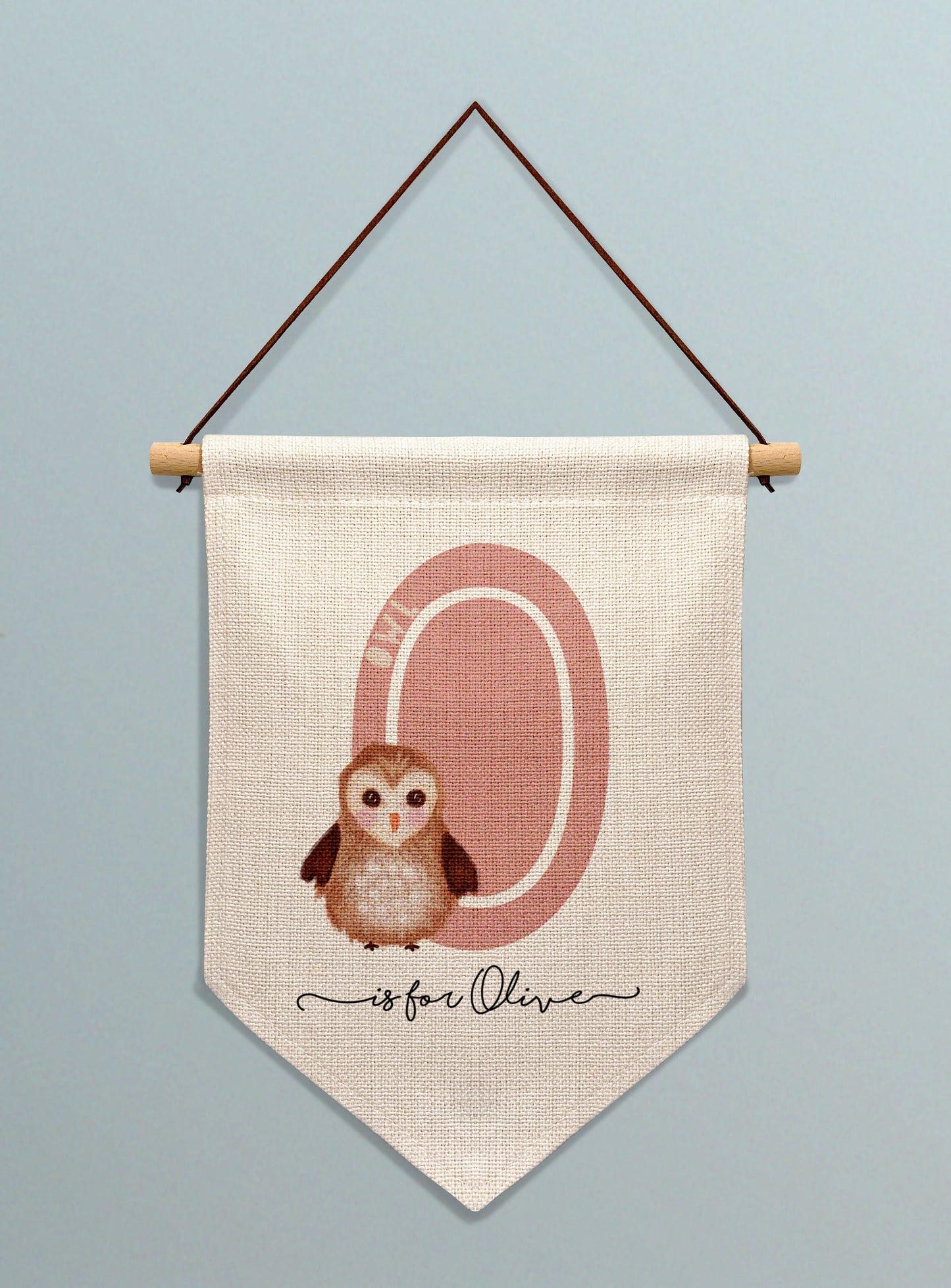 Animal Initial Personalised Linen Banner. Personalised Nursery Banner.Personalised wall banner. Personalised gift for Baby.