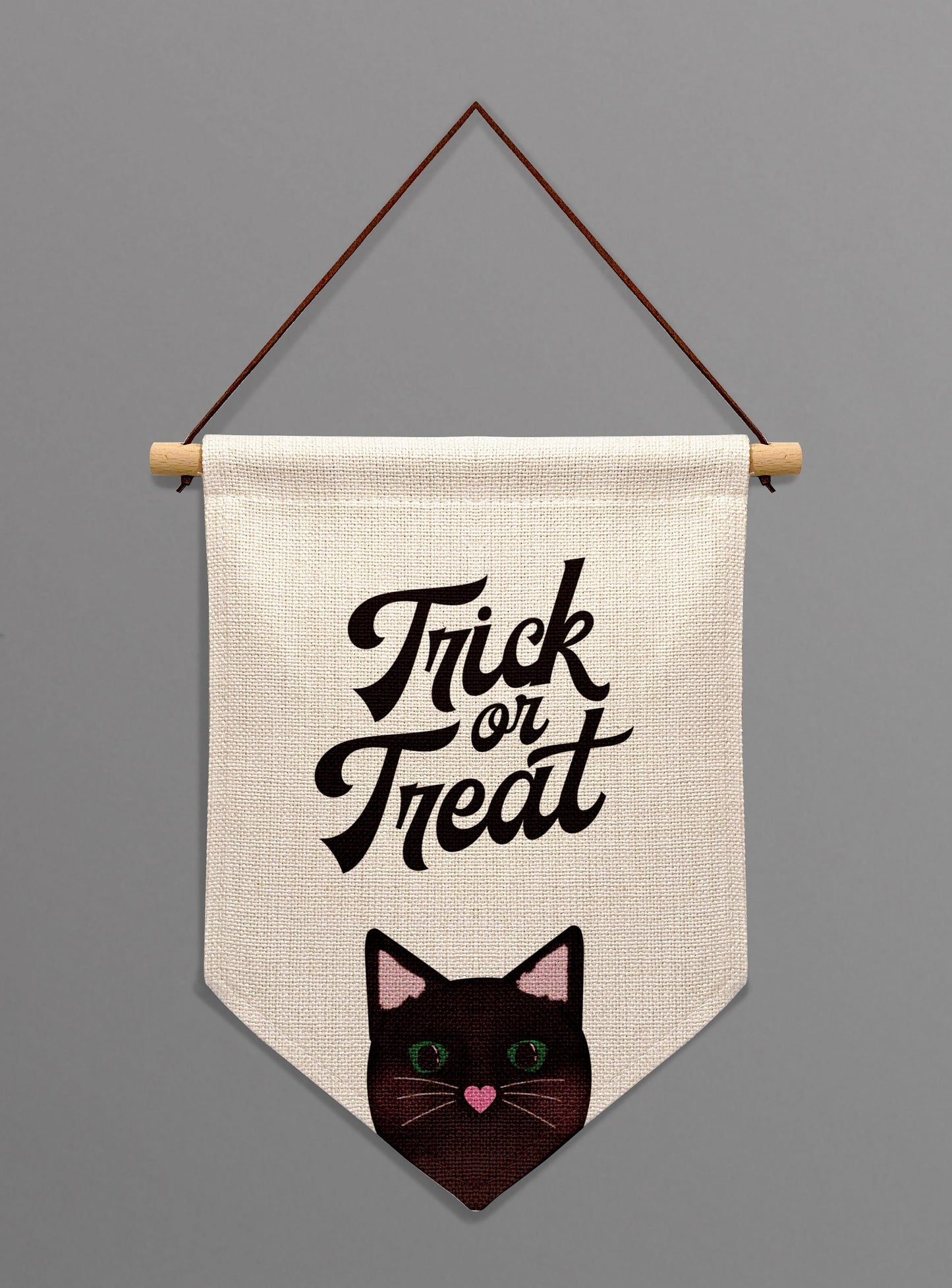 Trick or Treat Black Cat Halloween Banner. Cute Halloween Sign. Halloween Decor.