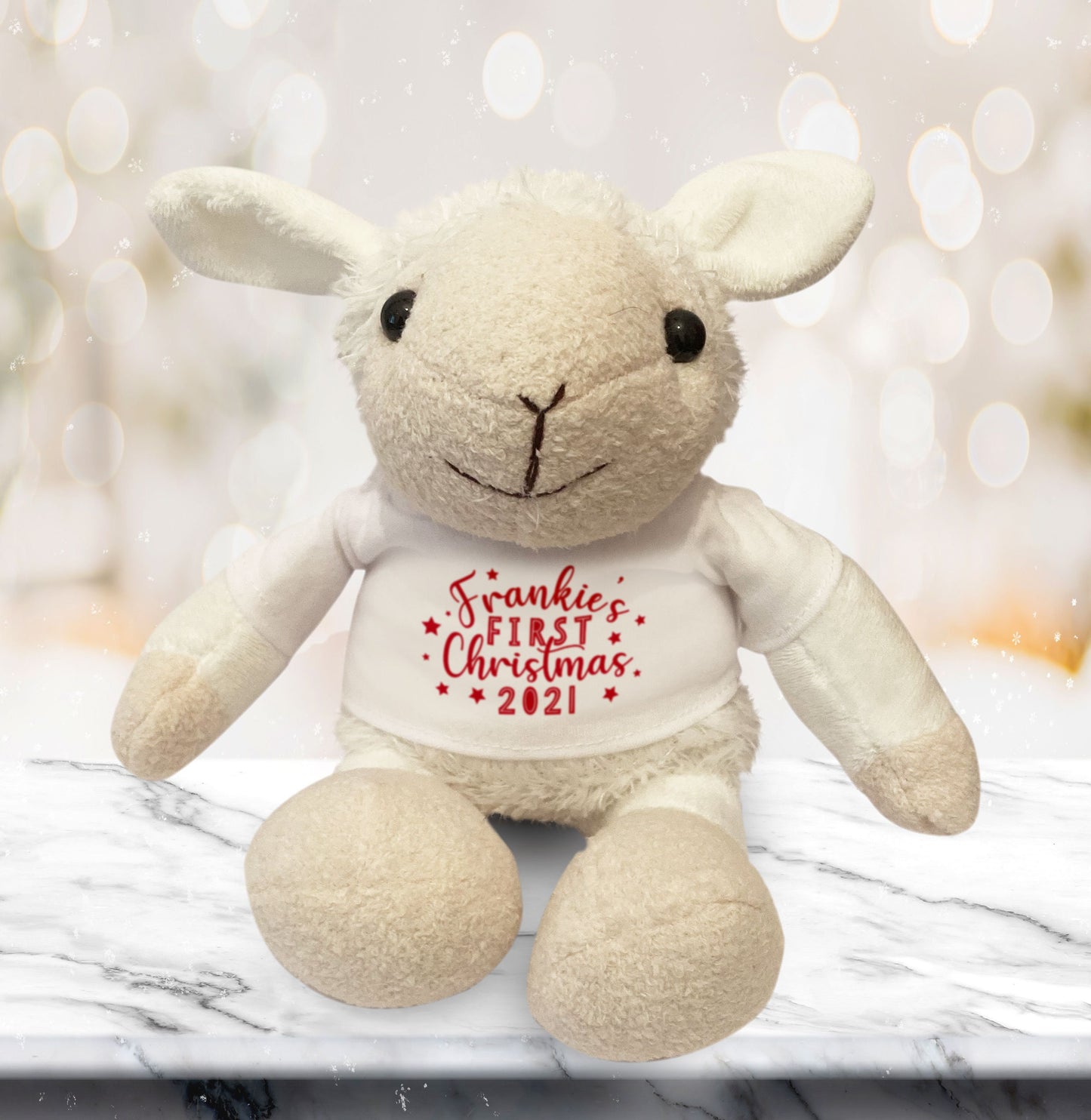Personalised First Christmas Soft Toy. Teddy Bear, Giraffe, Elephant, Bunny, Lamb or Unicorn Soft Toy. Personalised Christmas Gift.