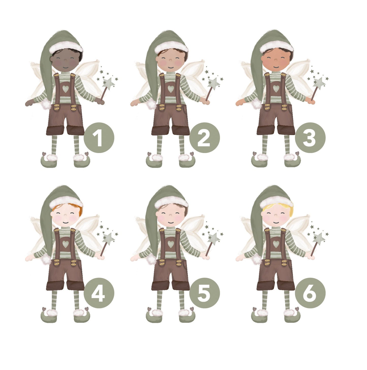 Personalised Woodland Christmas Elf Bauble. Any skin tone and hair colour Elf. Personalised Christmas Tree Decoration.