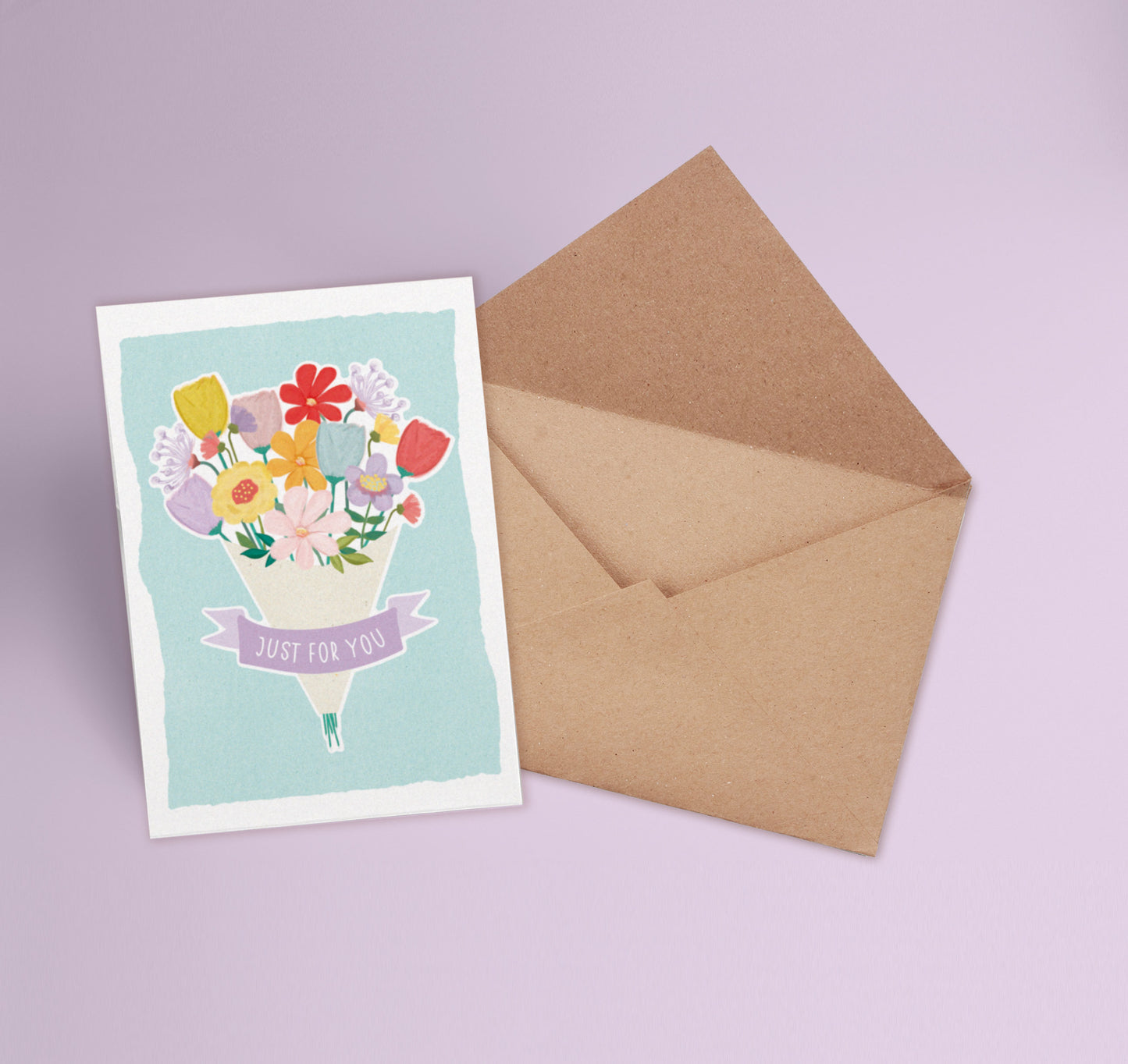 Just For You Flower Card. Floral Card. Personalised Mother's Day Card. Mum, Mummy, Grandma Card. Send Direct Option available.