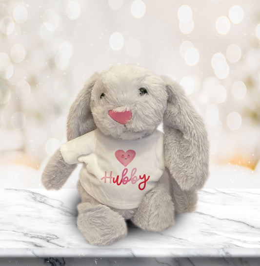 Love Hearts Bunny Personalised Soft Toy. Cute bunny Gift. Valentine's Gift. Birthday Gift.Personalised bunny.