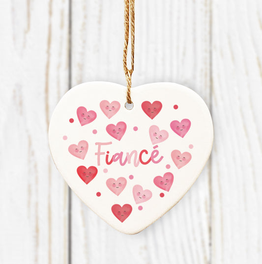 Love Hearts Ceramic Heart Ornament. Valentines Hanging Decoration. Cute Valentine's gift.