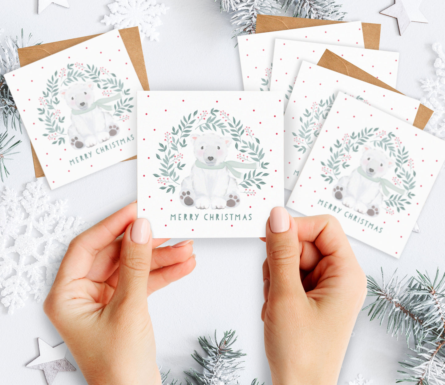 Mini Pack of Happiness - Polar Bear Christmas Cards. Pack of Christmas Cards. Cute Christmas.