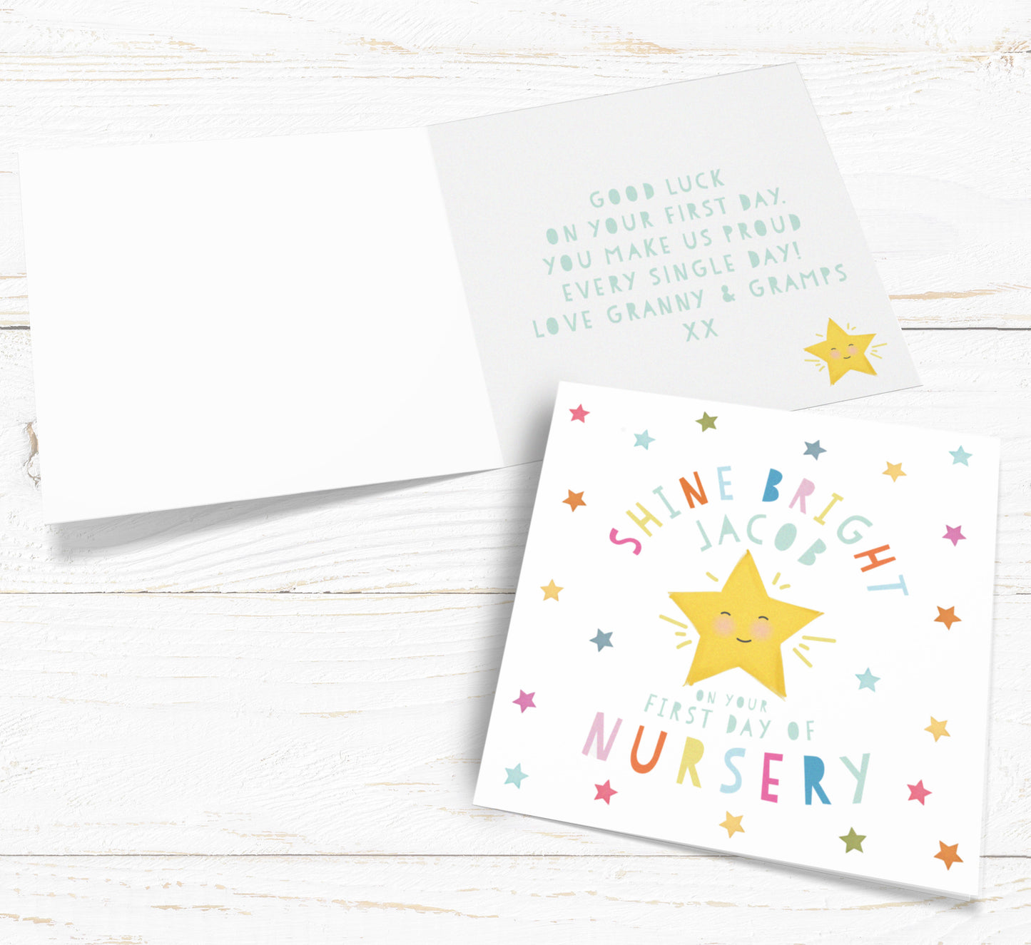 Shine Bright on your First Day Card. First day of school card. Good Luck Card. Nursery Card. Send Direct Option