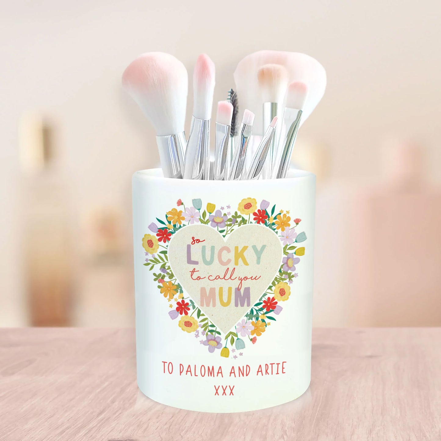 So Lovely To Call You Mum Brush Pot. Personalised Make Up Pot holder. Personalised Gift For Mum.