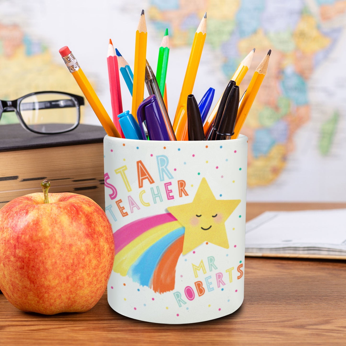Star Teacher Personalised Pencil Pot | Thank you teacher gift | Teacher Desk Organiser Gift | Personalised Teacher Gift
