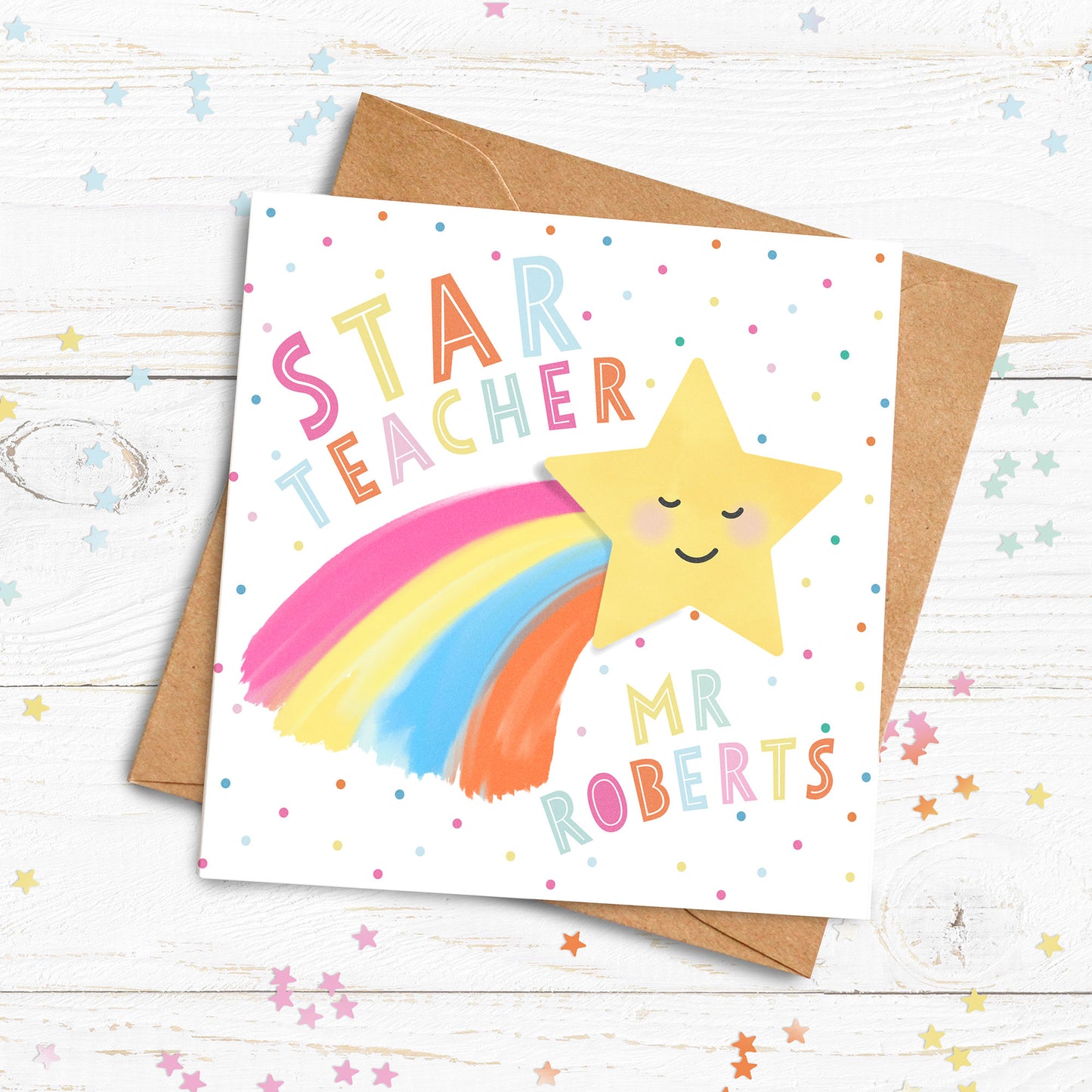 Star Teacher Card. Personalised Teacher Card. Card Greetings Card. Send Direct Option.